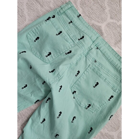 Crown & Ivy Jeans Women’s Size 2 (28x28) Green With Blue Sea Horse Embroidered - Picture 9 of 9